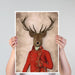 Deer in Red and Gold Jacket, Portrait, Art Print | Canvas 11x14inch