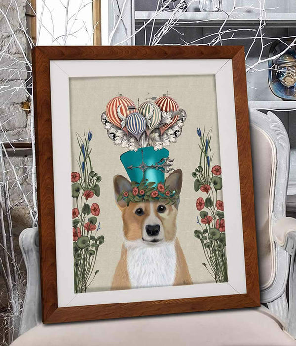 Corgi Milliners Dog, Dog Art Print, Wall art | Print 14x11inch