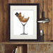 Yorkshire Terrier in Martini Glass, Dog Art Print, Wall art | Print 14x11inch