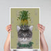 Cat, Pineapple Puss, Art Print, Canvas Wall Art | Print 18x24inch