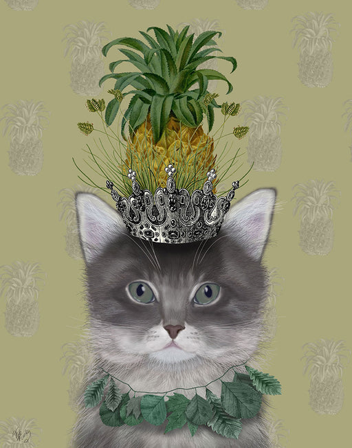 Cat, Pineapple Puss, Art Print, Canvas Wall Art | FabFunky