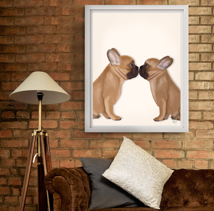 French Kiss Close Up, Dog Art Print, Wall art | Print 14x11inch