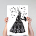 Black Deer, Animal Art Print, Wall Art | Framed White