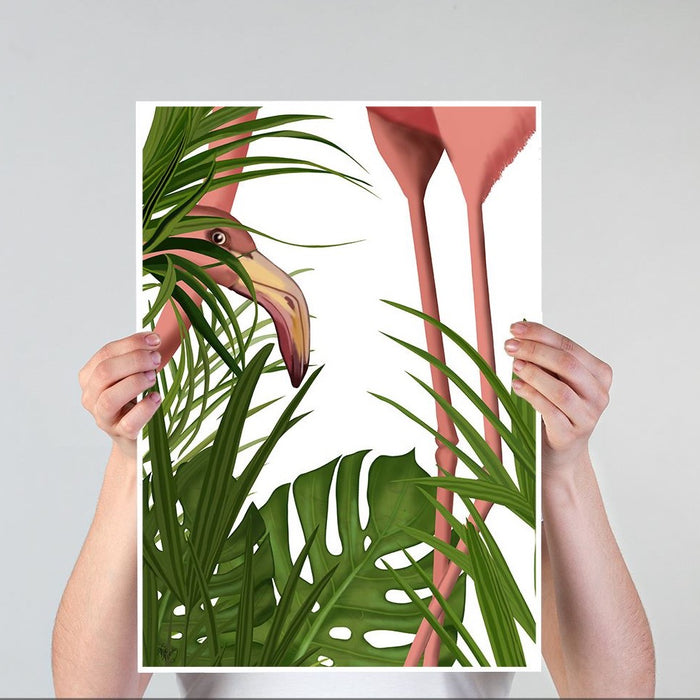 Flamingo Peering, Bird Art Print, Wall Art | Print 18x24inch