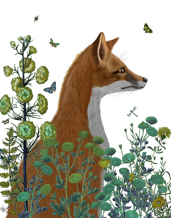 Fox In the Garden, Art Print, Canvas Wall Art | FabFunky
