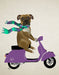 Boxer On Moped, Dog Art Print, Wall art | FabFunky
