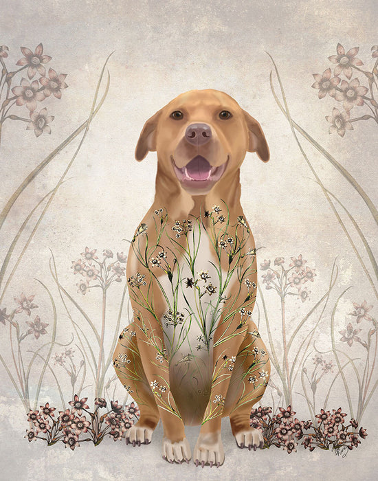 Pit Bull with Floral Tattoo, Dog Art Print, Wall art | FabFunky