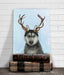 Husky and Antlers, Dog Art Print, Wall art | Print 14x11inch