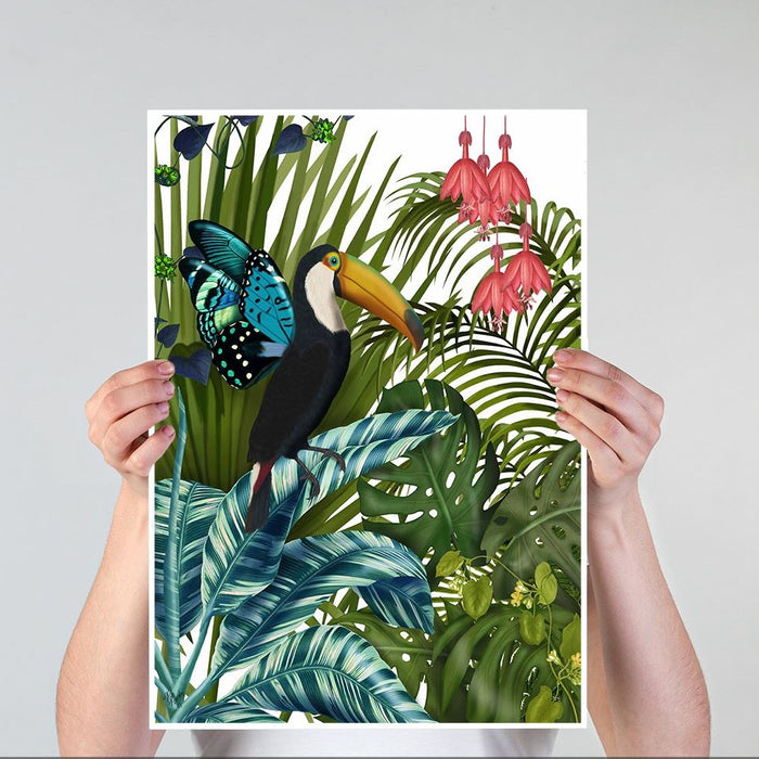 Toucan in Tropical Forest, Bird Art Print, Wall Art | Print 18x24inch