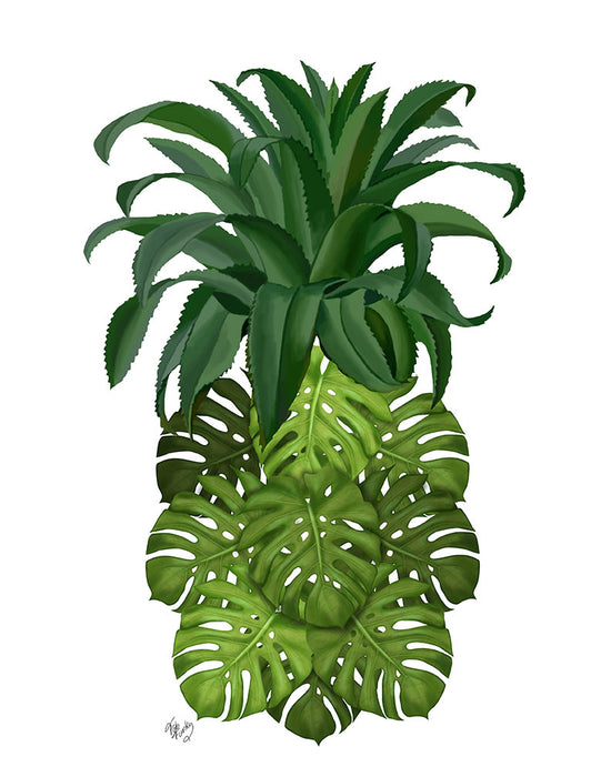 botanical illustration monstera Pineapple, Monstera Leaf, Botanical art print, Wall art