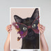 Cat and Flower Glasses, Art Print, Canvas Wall Art | Print 18x24inch