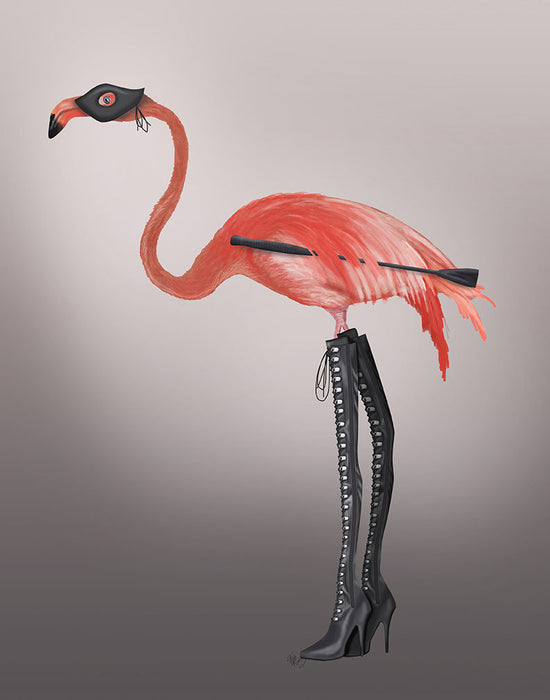 Flamingo with Kinky Boots, Bird Art Print, Wall Art | FabFunky