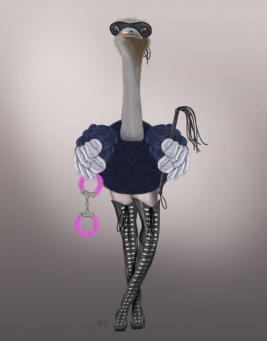 Ostrich with Kinky Boots, Bird Art Print, Wall Art | FabFunky