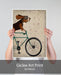 Basset Hound on Bicycle, Dog Art Print, Wall art | Print 18x24inch