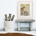 English Bulldog on Bicycle, Dog Art Print, Wall art | Print 14x11inch
