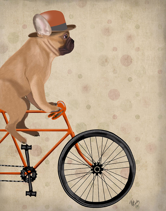 French Bulldog on Bicycle, Dog Art Print, Wall art | FabFunky