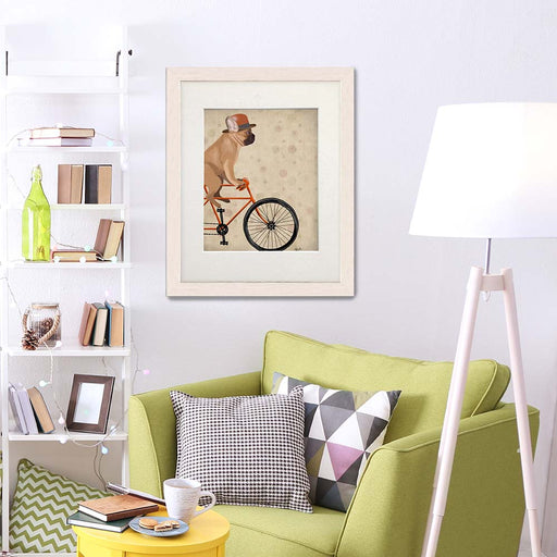 French Bulldog on Bicycle, Dog Art Print, Wall art | Print 14x11inch