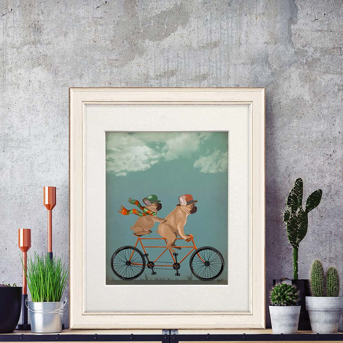 French Bulldog Tandem, Dog Art Print, Wall art | Print 14x11inch
