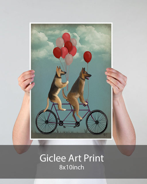 German Shepherd Tandem, Dog Art Print, Wall art | Print 18x24inch