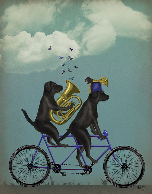 Labrador Black Tandem, Dog Art Print, Wall art | FabFunky