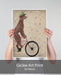 Poodle on Bicycle, Brown, Dog Art Print, Wall art | Print 18x24inch
