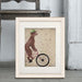 Poodle on Bicycle, Brown, Dog Art Print, Wall art | Print 14x11inch