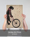 Schnauzer on Bicycle, Black, Dog Art Print, Wall art | Print 18x24inch
