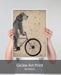 Schnauzer on Bicycle, Grey, Dog Art Print, Wall art | Print 18x24inch