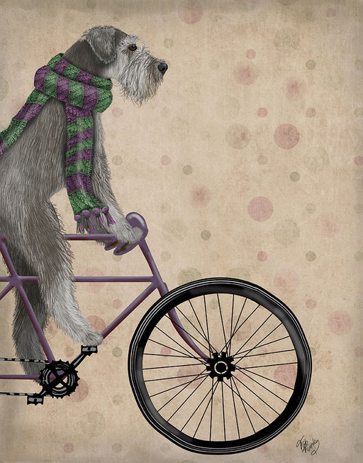 Schnauzer on Bicycle, Grey, Dog Art Print, Wall art | FabFunky