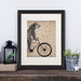 Schnauzer on Bicycle, Grey, Dog Art Print, Wall art | Print 14x11inch