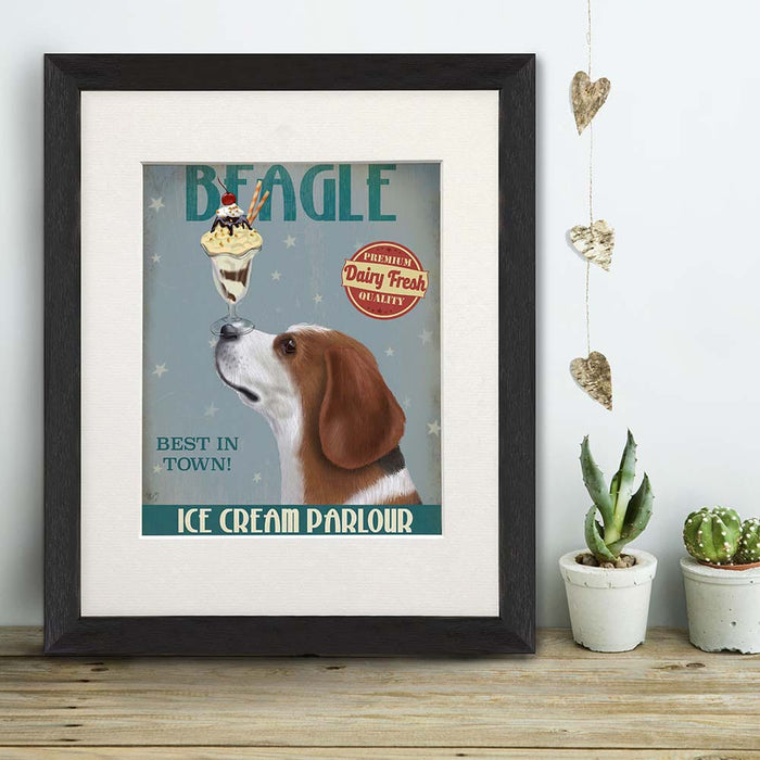Beagle Ice Cream, Dog Art Print, Wall art | Print 14x11inch