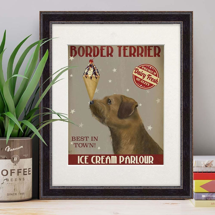 Border Terrier Ice Cream, Dog Art Print, Wall art | Print 14x11inch