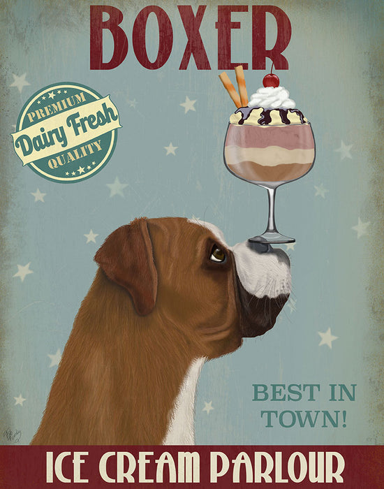 Boxer Ice Cream, Dog Art Print, Wall art | FabFunky