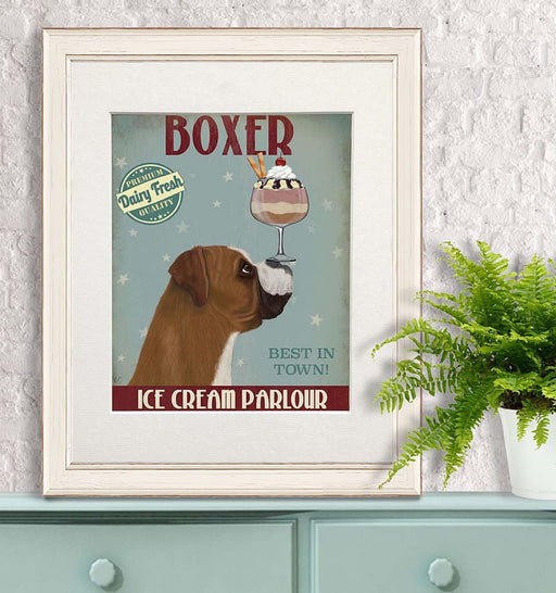 Boxer Ice Cream, Dog Art Print, Wall art | Print 14x11inch