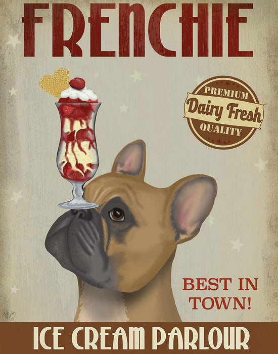 French Bulldog Ice Cream, Dog Art Print, Wall art | FabFunky
