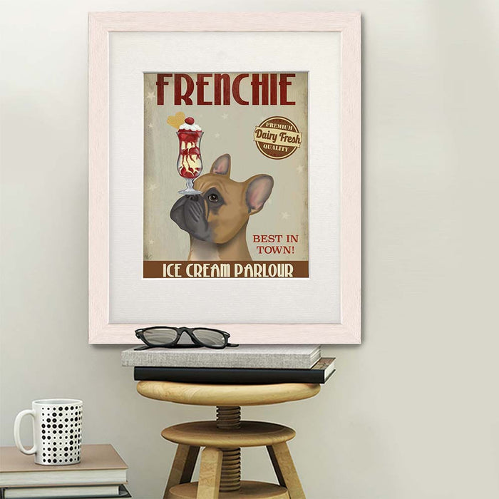 French Bulldog Ice Cream, Dog Art Print, Wall art | Print 14x11inch