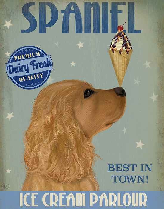 Cocker Spaniel, Golden, Ice Cream, Dog Art Print, Wall art | FabFunky