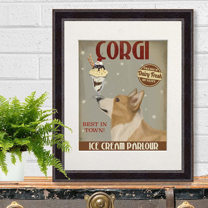 Corgi, Tan, Ice Cream, Dog Art Print, Wall art | Print 14x11inch