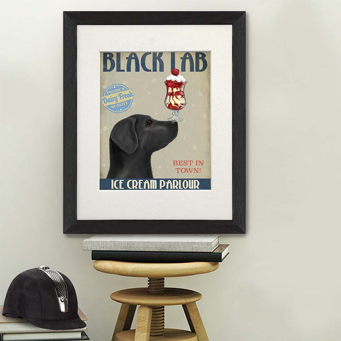 Labrador Black Ice Cream, Dog Art Print, Wall art | Print 14x11inch