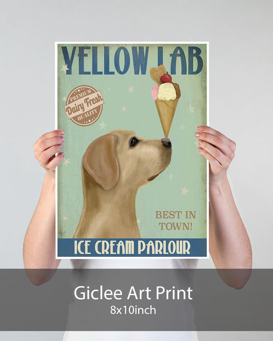 Labrador Yellow Ice Cream, Dog Art Print, Wall art | Print 18x24inch