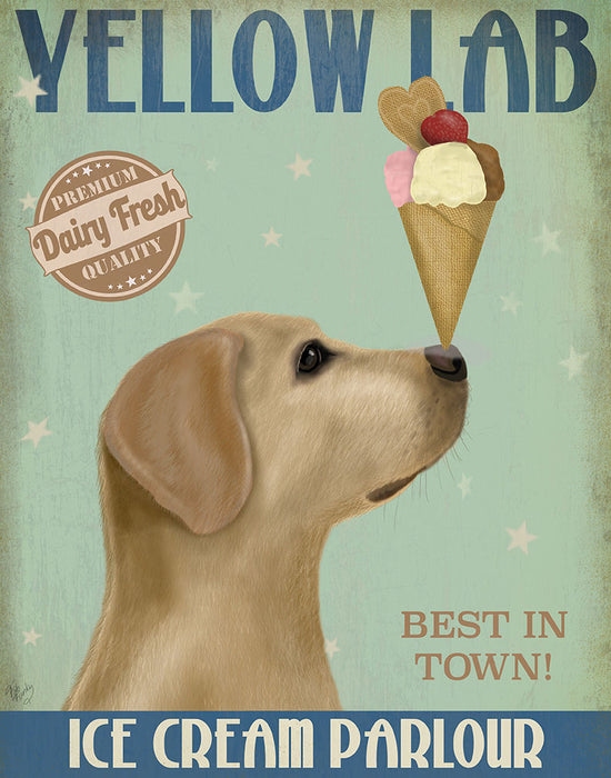 Labrador Yellow Ice Cream, Dog Art Print, Wall art | FabFunky