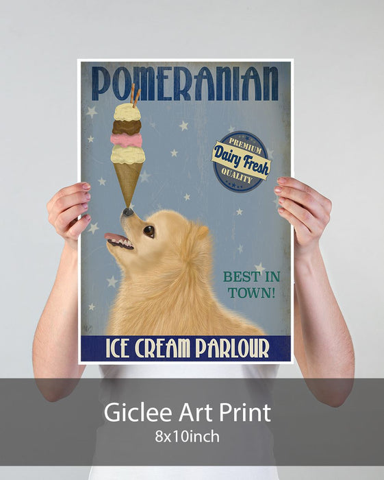 Pomeranian Ice Cream, Dog Art Print, Wall art | Print 18x24inch