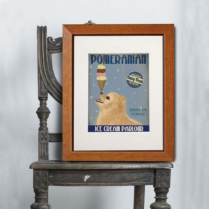 Pomeranian Ice Cream, Dog Art Print, Wall art | Print 14x11inch