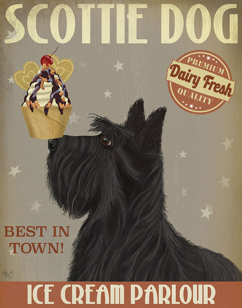 Scottish Terrier Ice Cream, Dog Art Print, Wall art — FabFunky