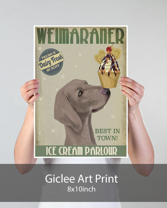 Weimaraner Ice Cream, Dog Art Print, Wall art | Print 18x24inch