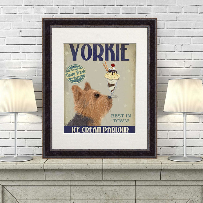 Yorkshire Terrier Ice Cream, Dog Art Print, Wall art | Print 14x11inch