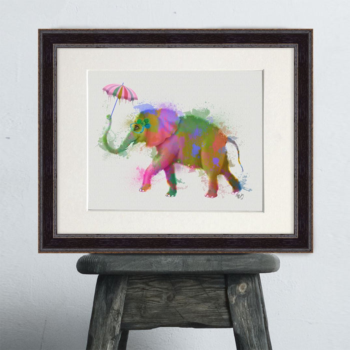 Elephant Rainbow Splash, Art Print, Canvas Wall Art | Print 14x11inch