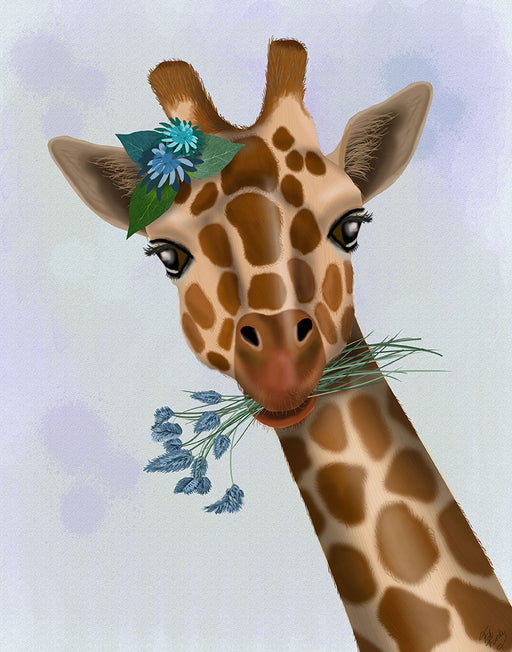Chewing Giraffe 1, Art Print, Canvas Wall Art | FabFunky