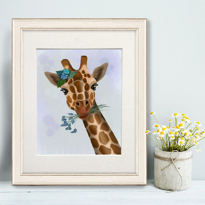 Chewing Giraffe 1, Art Print, Canvas Wall Art | Print 14x11inch