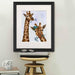 Chewing Giraffe Duo, Art Print, Canvas Wall Art | Print 14x11inch